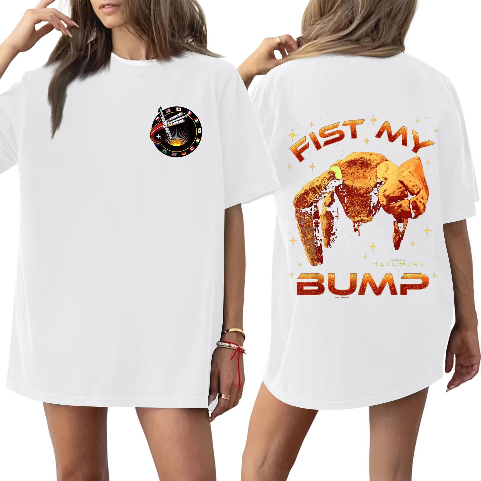 

Women s Casual Short Sleeve T-Shirt Fist My Bump Graphic Print Crew Neck Relaxed Fit Lightweight Soft Fabric XL белый