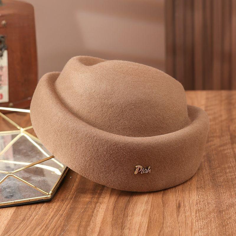 Women's Hat  Autumn Winter British Small Hat Women's Retro Beret Wool Hat