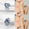 Original 925 Silver Blue Heart Demon Eye Pendant Fatima Hand Charm Bead Bracelet Women Jewelry Religion Gift