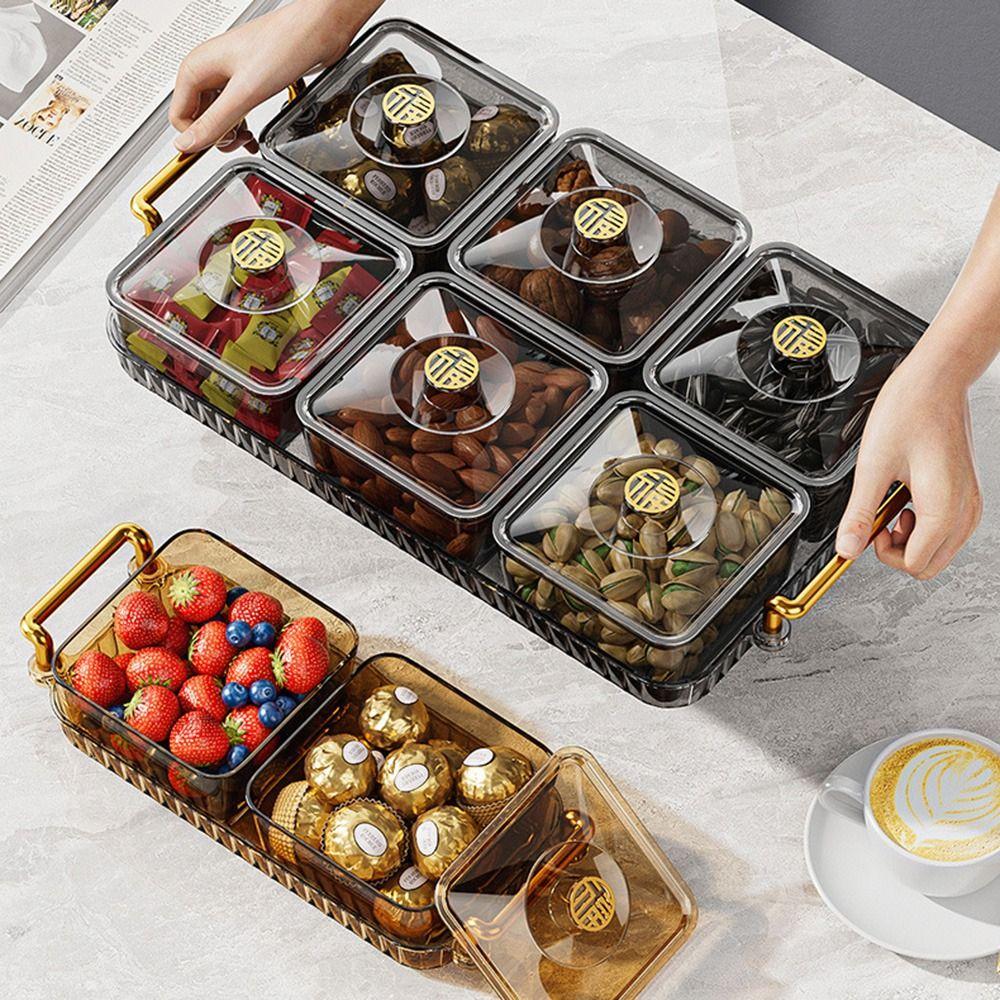 Waterproof Divided Serving Dishes Translucent Fruit Storage Tray Plastic Dried Fruit Plate Bedroom