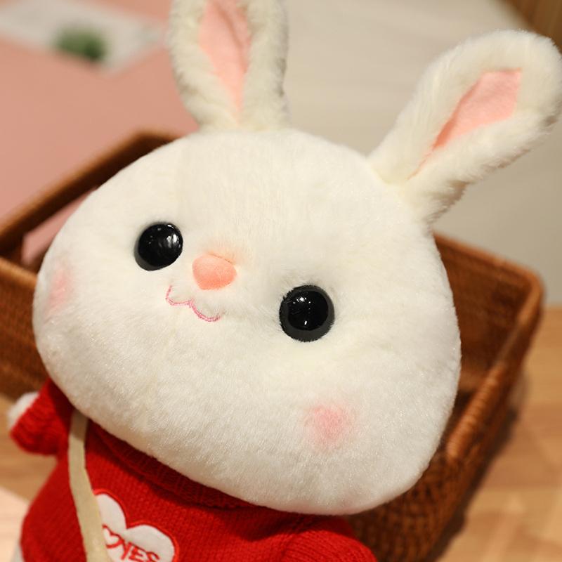 Weiches Kaninchen Lalafanfan Kaninchen Café Mädchen Plüschtier Niedlich 30cm Kawaii Lalafanfan Puppe mit Brille mit Kleidung Spielzeug Geschenk