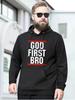 Unisex Autumn God First Bro Print Retro Vintage Graphic Hoodie Hooded Sweatshirt Casual Top for Daily Wear Weekend Travel