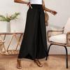 Women Pants Elastic Waist High Side Split Casual Pants Spring Summer Autumn Breathable Solid Color Loose Fit Wide Legs Trousers