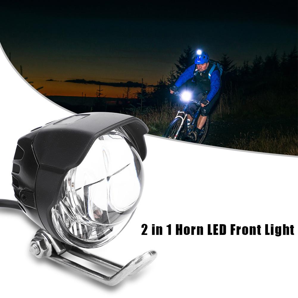2 In 1 Horn LED Head Light Front Bright Lamp 12V 80V for Electric Bike Scooter Moped