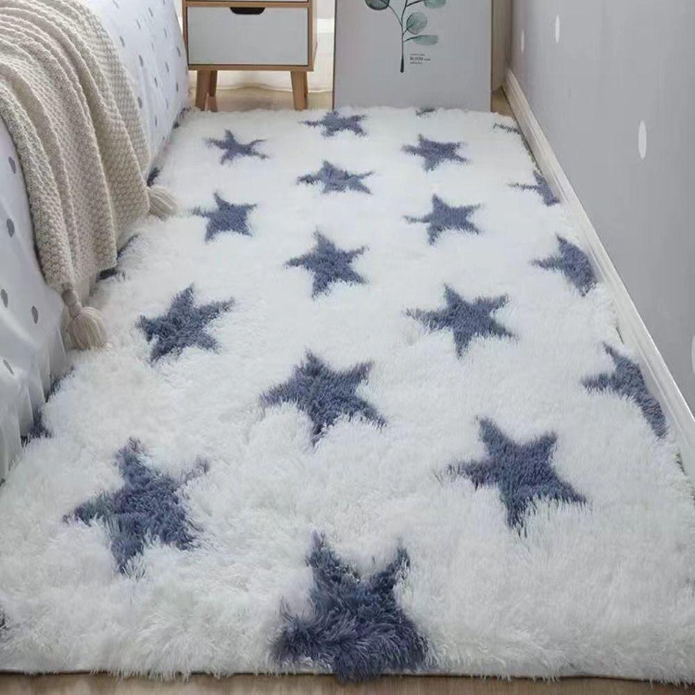 Floor Protection Bedside Rugs Imitation Wool Long Hair Carpet Bedroom Mats  Home Decor