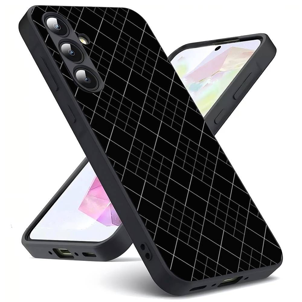Black And White Grid For Samsung Galaxy S23 S24 S25 Ultra S22 Plus S21 Black Soft Case Waterproof Soft Case