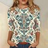 Women's fashion casual print round neck top