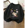 European sizes Kids' Crew Neck Sweatshirt - Cloud Peach Cake Joyful Fun Cat, Athletic And Casual Attire, Soft And Cozy, Easy Maintenance