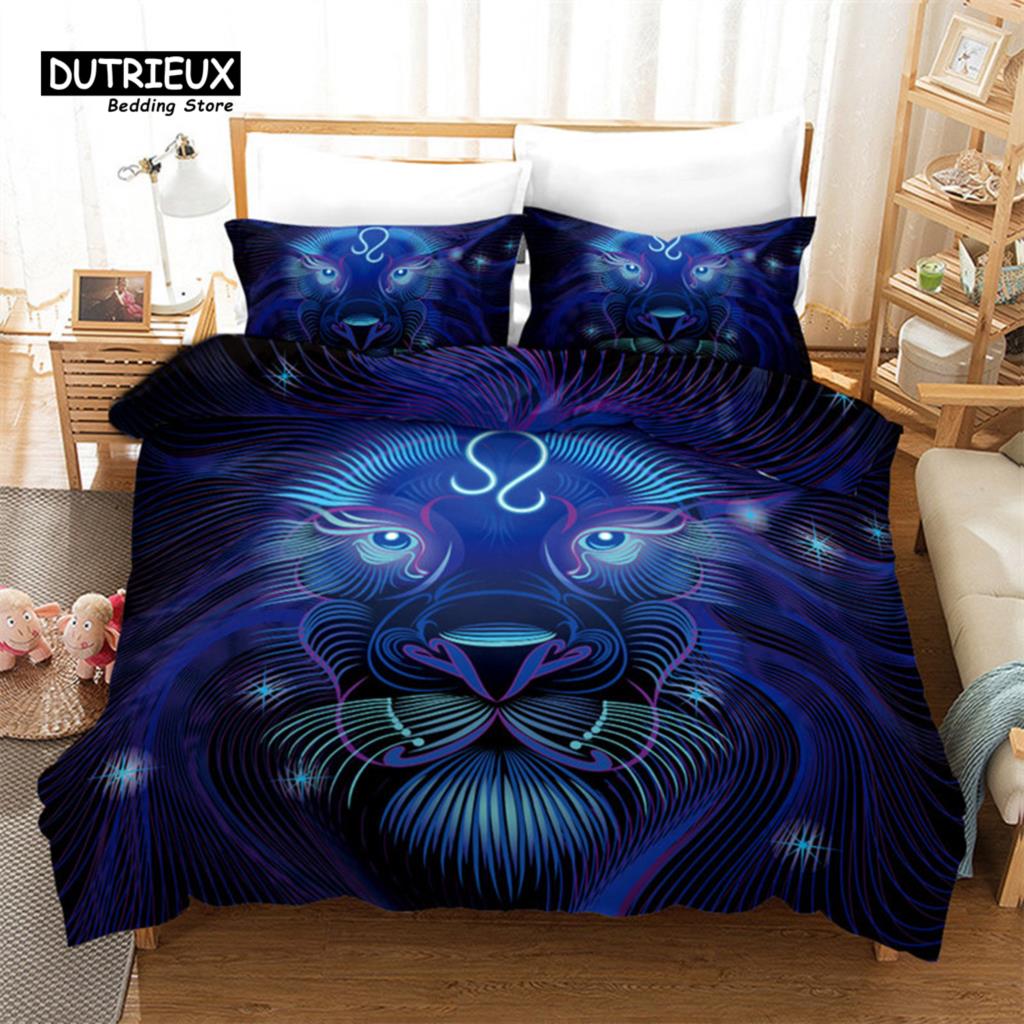 

Комплект пододеяльника 3D Овен Комплект постельного белья Двенадцать созвездий Для подростков Детский декор для общежития Микрофибра Экзотическое абстрактное искусство Покрывало EU single(135x200cm)