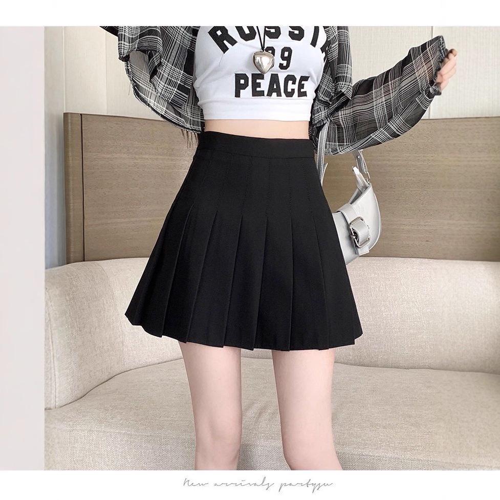 Women s High Waist Black Pleated A-Line Skirt - Petite, Autumn/Winter Short Skirt XXL чёрный