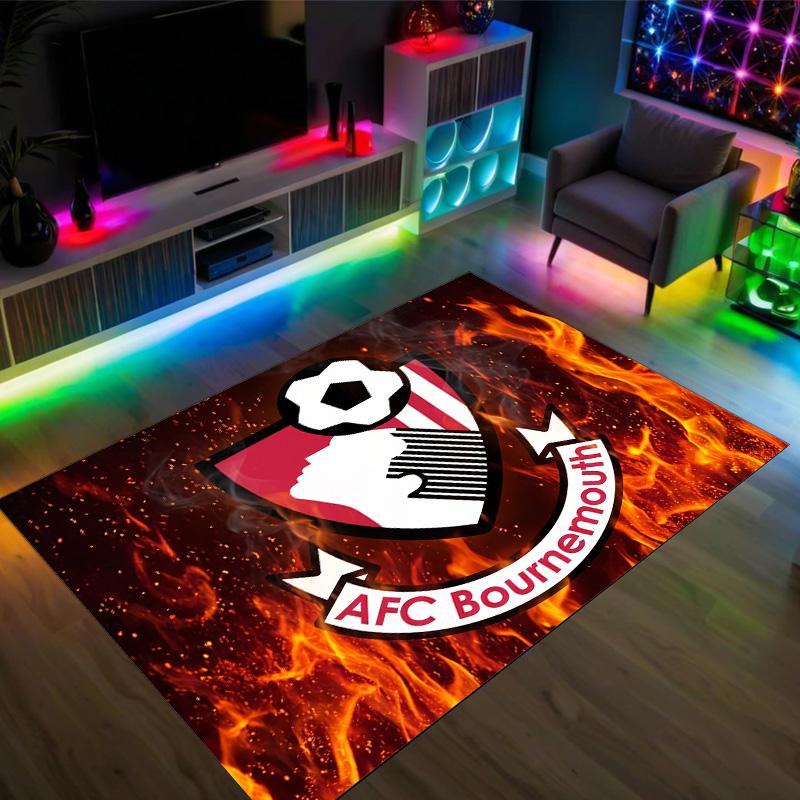 Bournemouth Football Design Crystal Velvet Carpet Cozy Non?Slip Printed Rug For Bedroom Living Room Entrance