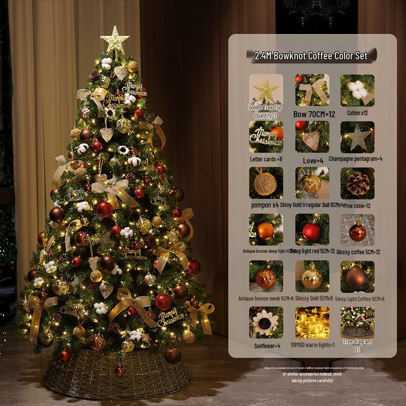 Large Encrypted Flickering Christmas Tree Ornament Set for Living Room Decor