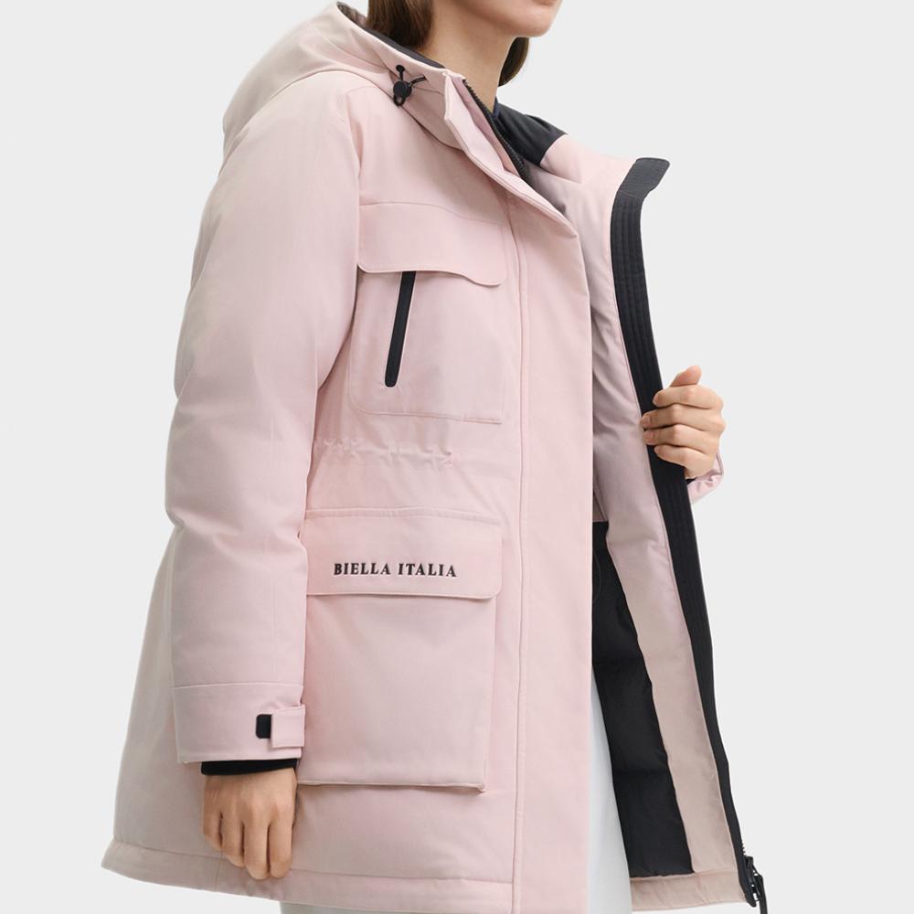 Fila Original Warm Fashion Long Hooded Parka Down Jacket Women Outerwear Smoky-Purple Lotus-Pink F11W449911FPK