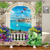 European Flowers Scenery Garden Shower Curtain, Rustic Nature Landscape Path Arch Decor Bath Curtain For Shower Stall Bathroom
