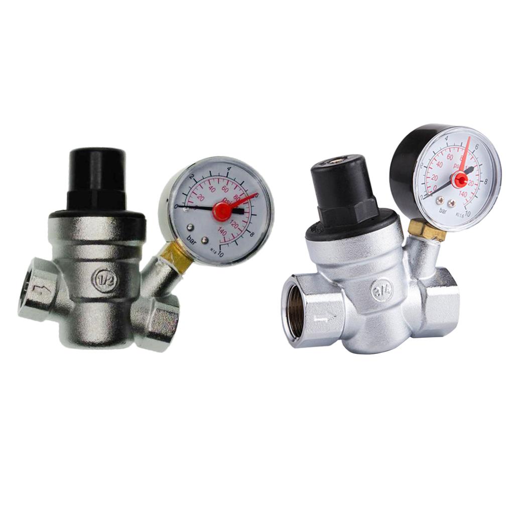 Water Regulator -, Lead Free Brass Adjustable RV Pressure Reducing with Pressure Gauge and Water Filter
