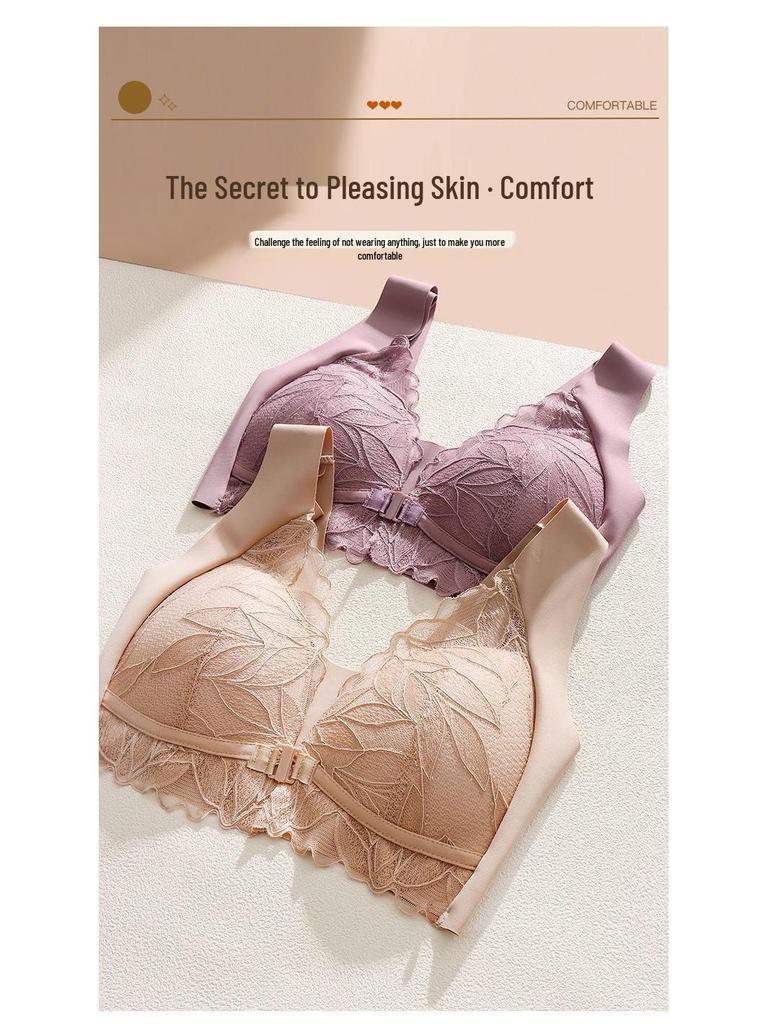 Sexy Lace Front Closure Push-up Triangle Bra