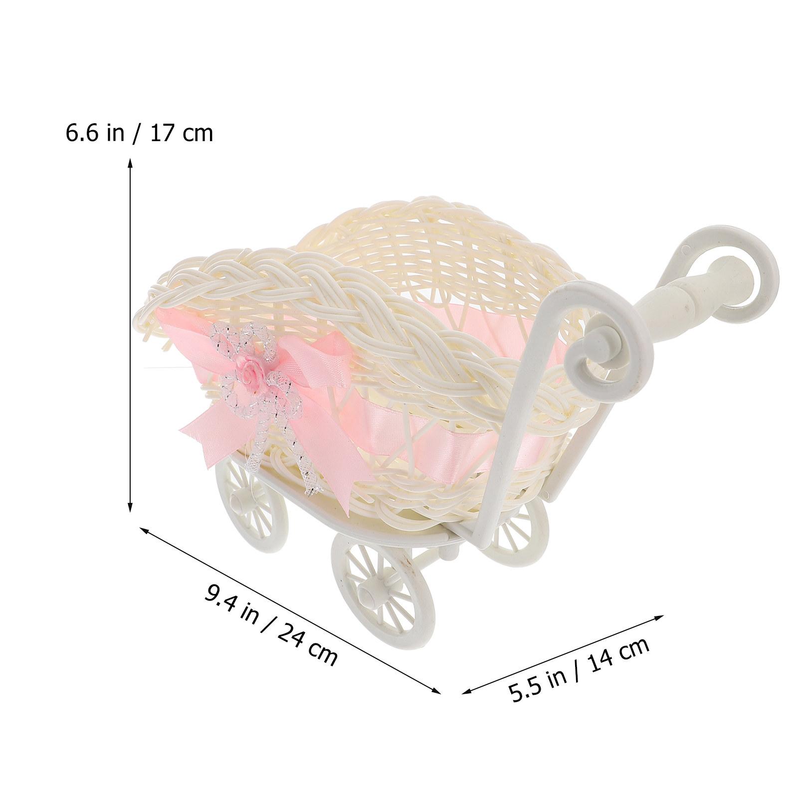 

Trolley Shaped Woven Candy Basket Baby Shower Party Favor Storage Small Gift Flower Basket Decorative Ornament рожевий