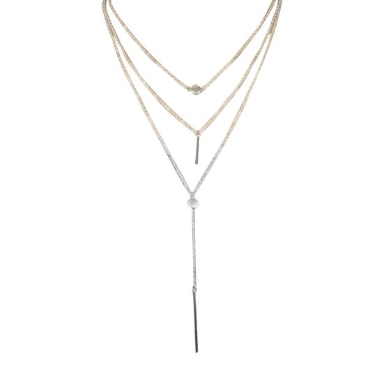 

Three-Layer Bar Pendant Alloy Luxury Chain Necklace for Dating срібний