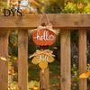 Innen Außen Herbst Dekoration Hallo Herbst Holzschild zum Aufhängen, Kürbis Ahornblatt Türhänger mit Quaste, Herbst Thanksgiving Wanddeko, Bauernhaus