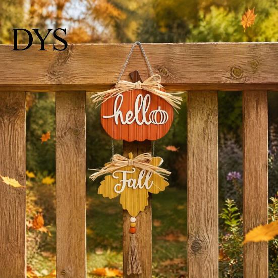 Innen Außen Herbst Dekoration Hallo Herbst Holzschild zum Aufhängen, Kürbis Ahornblatt Türhänger mit Quaste, Herbst Thanksgiving Wanddeko, Bauernhaus