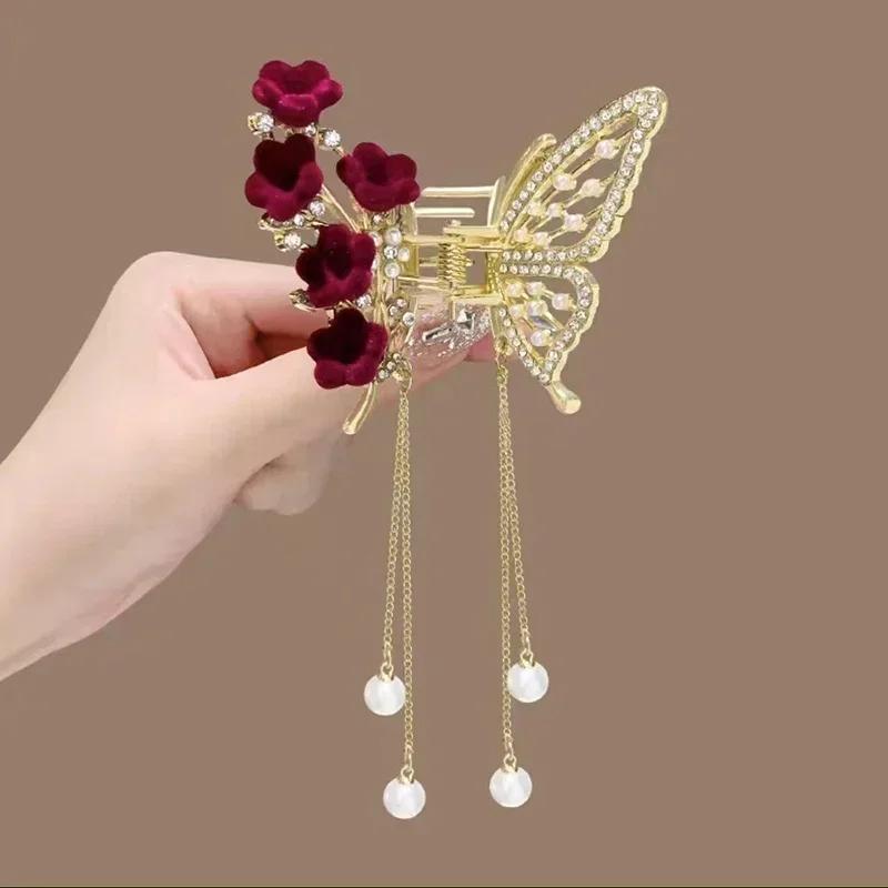 Shark Crab Clips Girls Hairpin Hair Accessories Korean Women Crystal Simple Hair Clip Butterfly Pearl Tassel Hair Clip