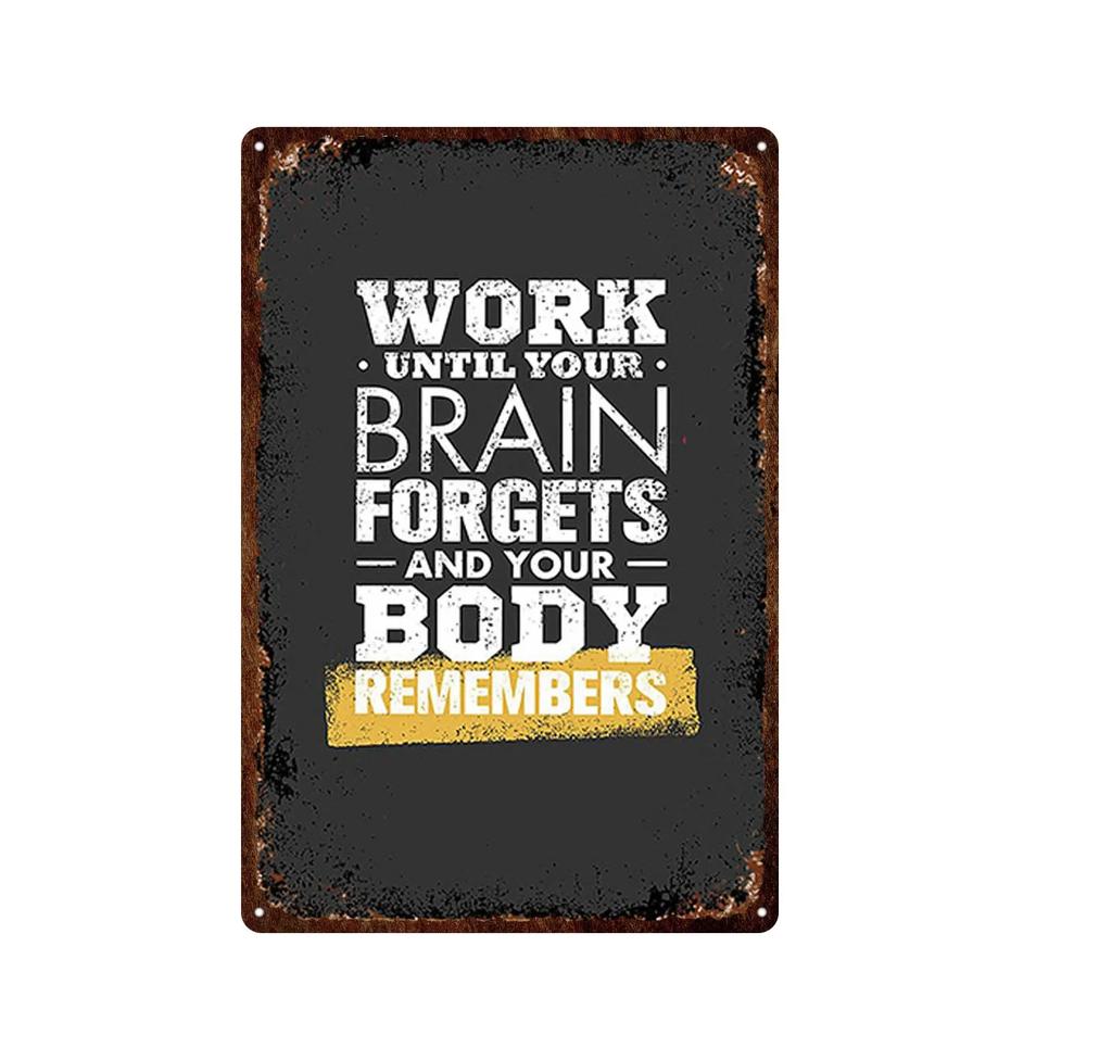 Funny Text Sign Exercise Fitness Poster Gym Training Room Wall Decor Pin Up Tin Sign Man Cave Art Poster Decoration Metal Plate