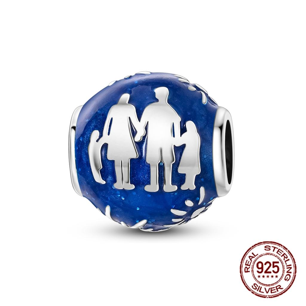 100% Real Copper Blue Series Eyes Peace Cross Charms Bead Fit Original Bracelet Plata Charms For Women