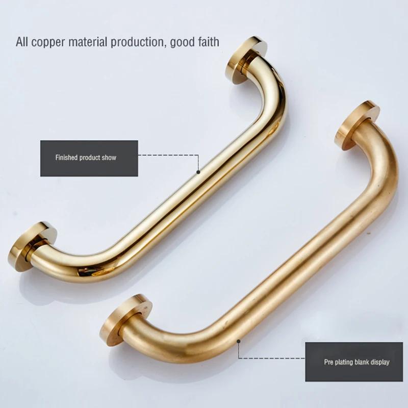 30/40/50Cm Bathroom Tub Toilet Handrail Brass Gold Finish Grab Bar Shower Safety Support Handle Towel Rack