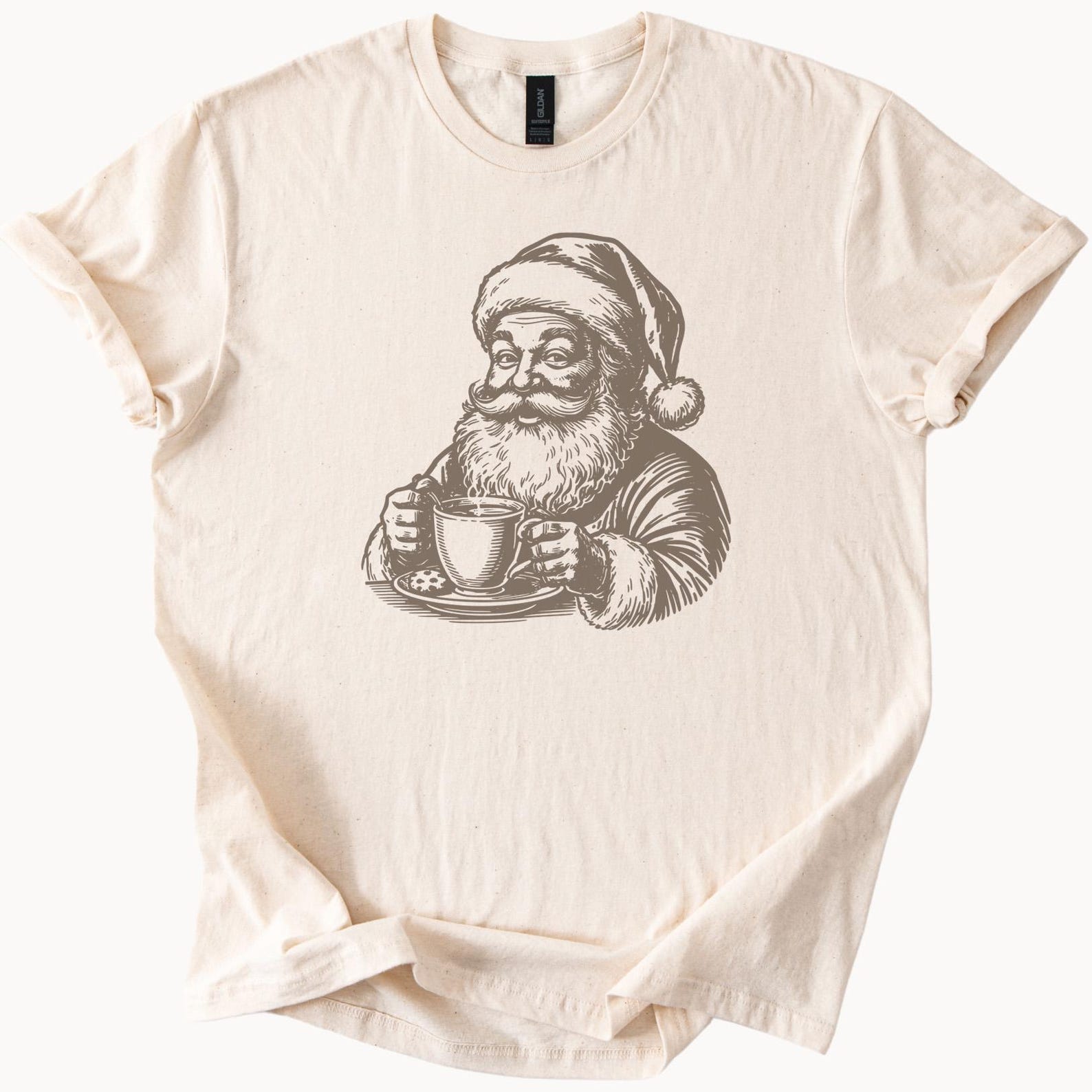 Santa Coffee Mug Christmas Graphic Tshirt 100