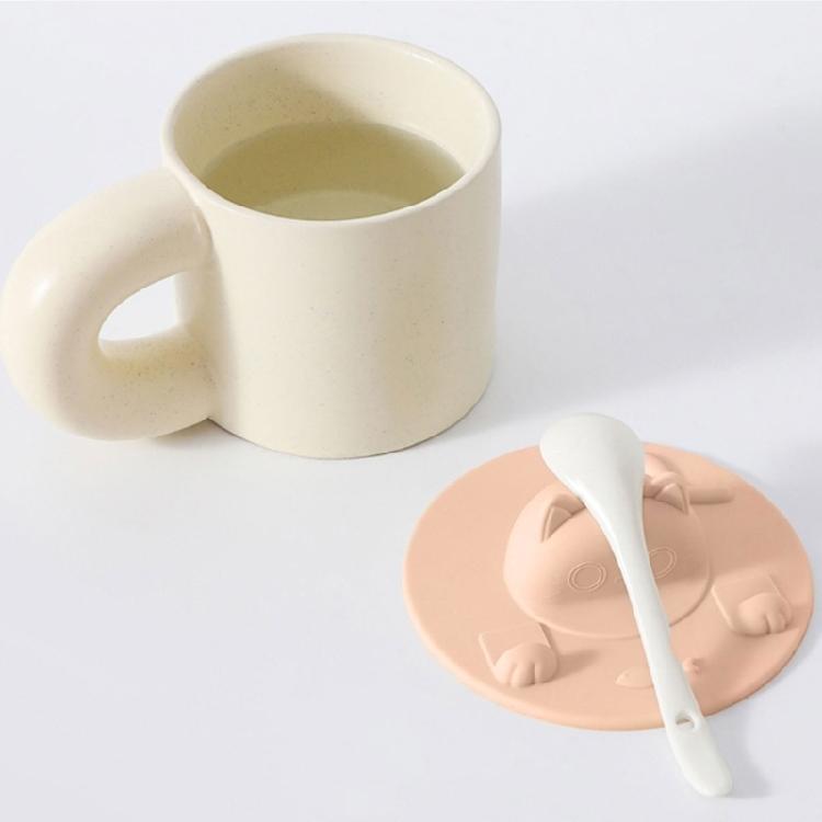 Pack of 6 Cute Cats Ear Cup Lid Cover Tea Bag Holder Silicone Mugs Toppers Teabag Squeezer for Coffee Milk Beverage Cups