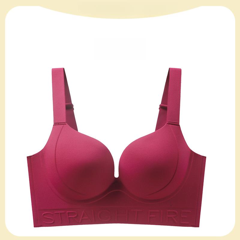 

Бюстгальтер большого размера без швов, цельный, коллекционный и аксессуарный бюстгальтер без косточек, собирающий 50/115D вино красного