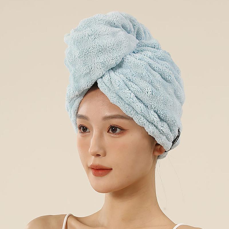 

Полотенце для волос из микрофибры, очень большое, быстросохнущее полотенце для волос, с резинкой, ультраабсорбирующее, мягкое полотенце для волос, тюрбан синий