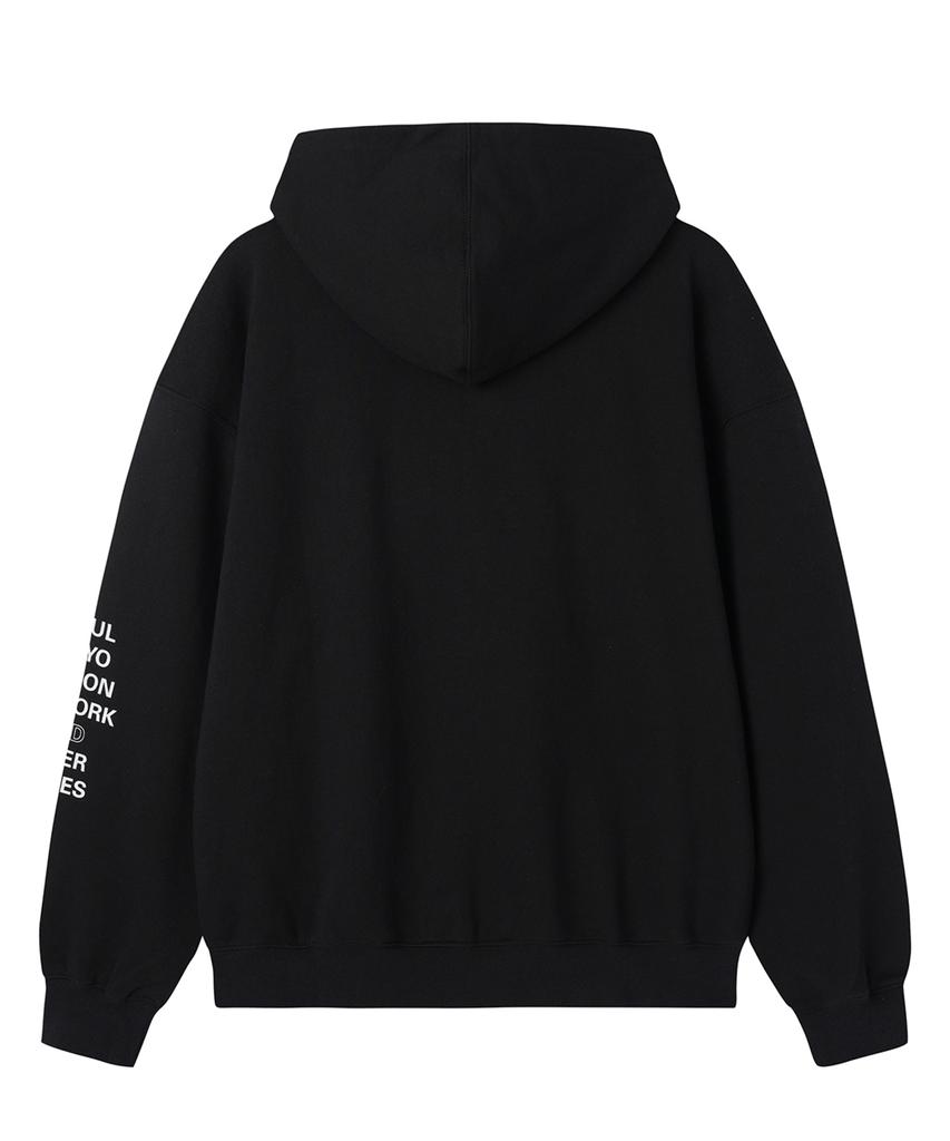 Openyard(Oy) Big Logo Stud Hoodie Zip Up - Black