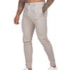 Men Pants Slim Fit Solid Color Mid Waist Soft Thin Breathable Slant