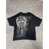 Black Gothic Cross Skull Wings Graphic 100% Cotton T-shirt Mens Tees Top Mens 2XL Streetwear Biker