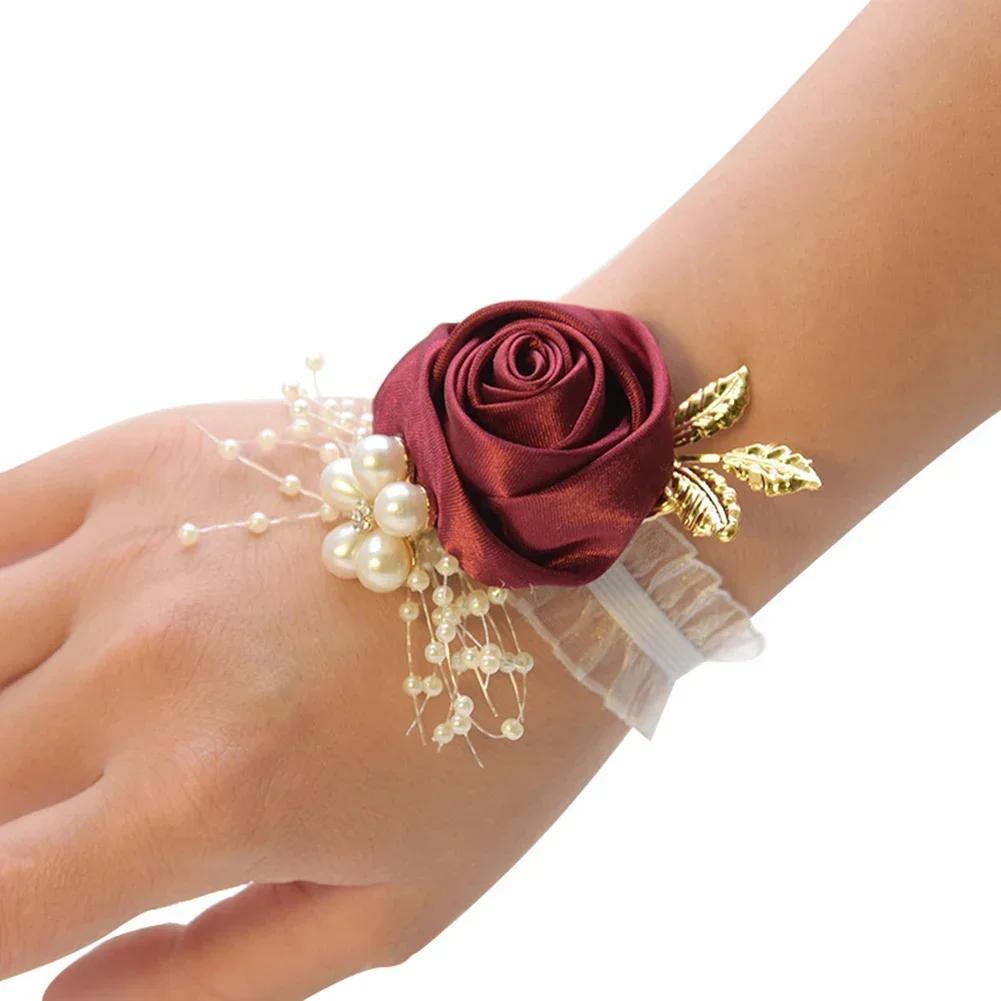 Wedding Flowers Wrist Flowers Garlands Wedding Supplies Dark Pink Light Grey Light Pink Pink Rose 7*7cm Champagne