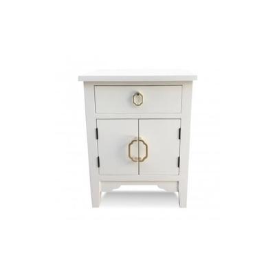 Bedside Table - VERSA - KANNA - 1 Drawer 2 Doors - White - Wood & Metal