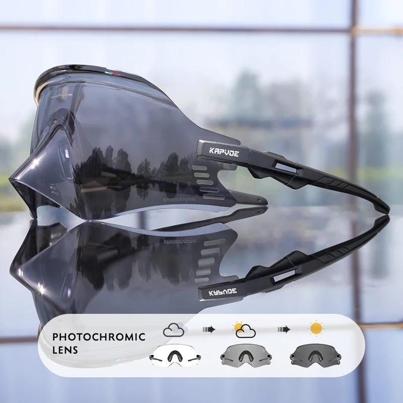 Kapvoe Red Photochromic Cycling Glasses UV400 Men Women Cycling Sunglasses Road Bicycle Goggle MTB Cycling Eyewear Photochromic 1LENS