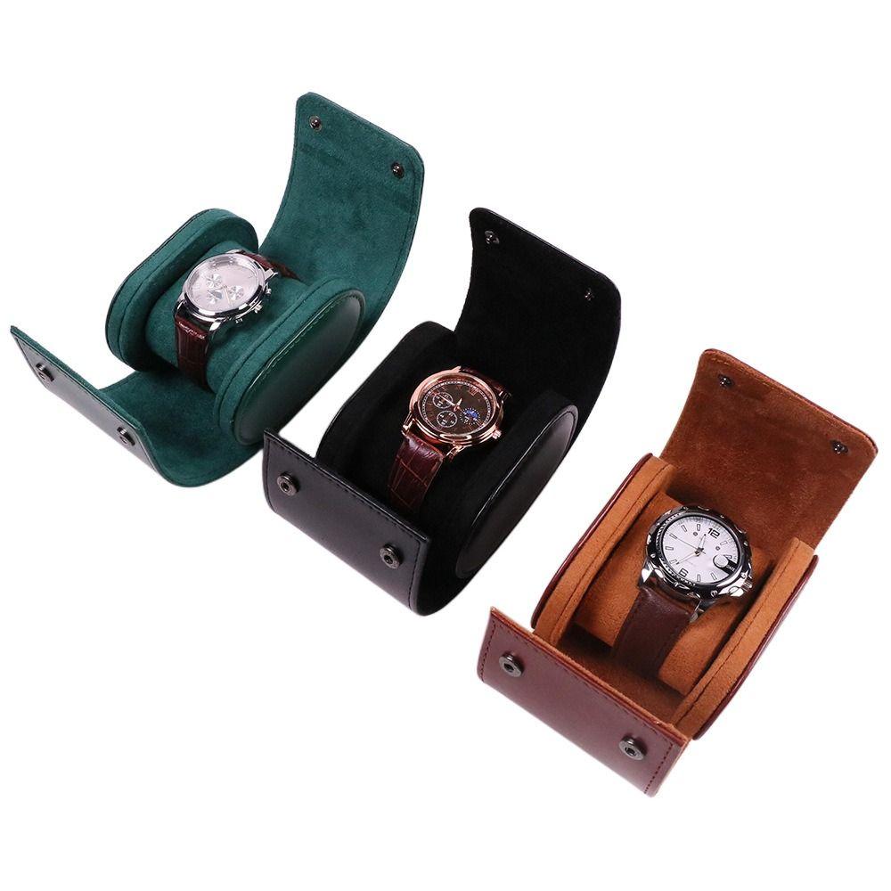 Single Watch Watch Roll Travel Case Vintage Leather Dust-proof Watch Storage Organizer Wear-resistant Waterproof