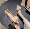 Designer Woman Shoes Crystal Pumps Low Heeled Party Bride Wedding Shoes Female Sequin Loafers Ladies Dress High Heels