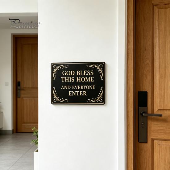 Dekorative Hausschilder Gott Segne Dieses Vintage Metallwandschild, Eisen Hängendes Schild Dekoration, Außenakzente Christliche Segenskunst für Garten Hof Veranda