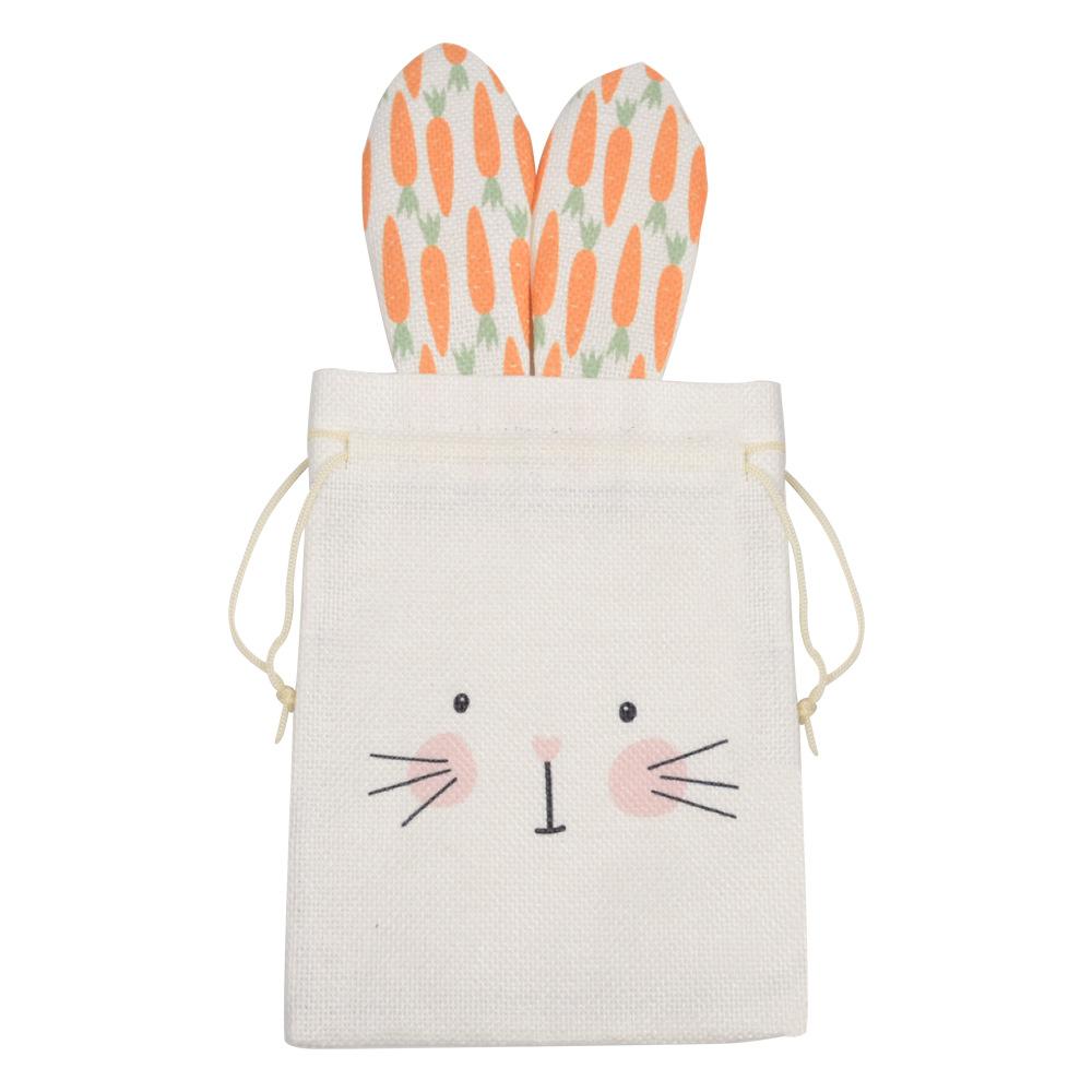 10pcs Gift Bag Rabbit Ear Linen Drawstring Bag Creative Easter Birthday Decoration Storage Bag Drawstring Bags
