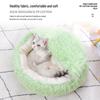 Cozy Plush Cat Bed - Round, Semi-Enclosed for Deep Sleep