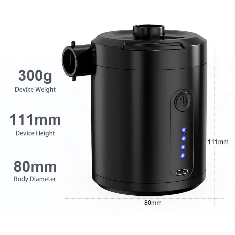 Air Pump Portable Electric Air Pump 5200mAh Rechargeable Battery USB Type-C Charging Mini Air Inflator & Deflator with 4 Nozzles