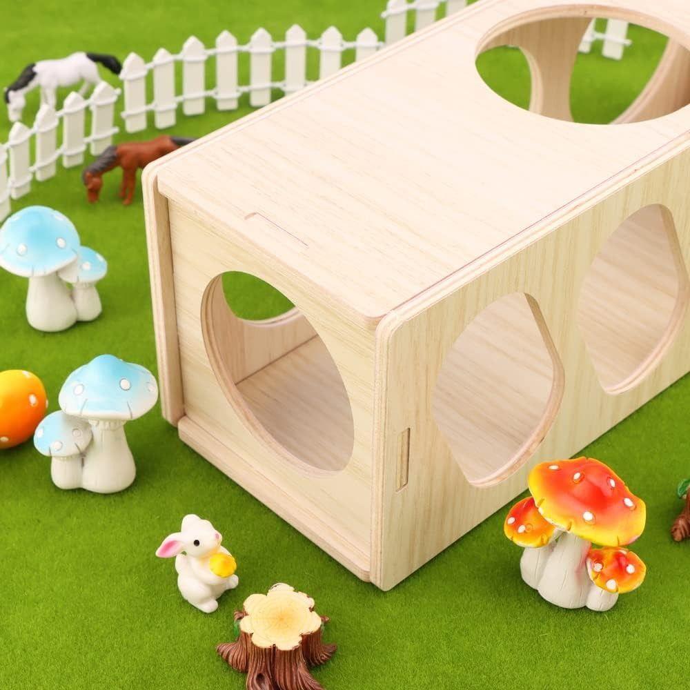 Exploring Secret Peep Shed Funny Hideout Small Animals Toy Hamster Wooden Tunnel Ferret