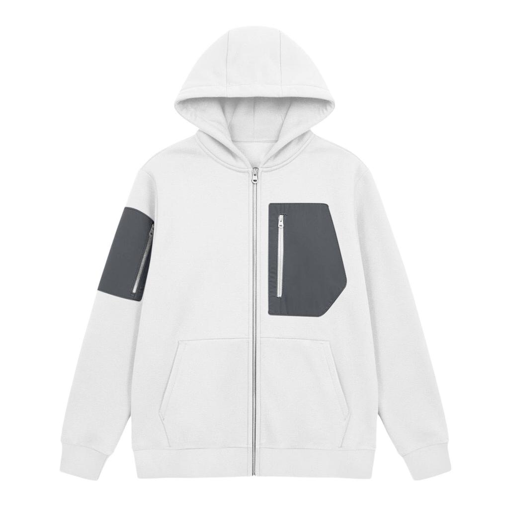 Women's Full-Zip Hooded Patchwork Sweatshirt Jacket for Casual Everyday Wear