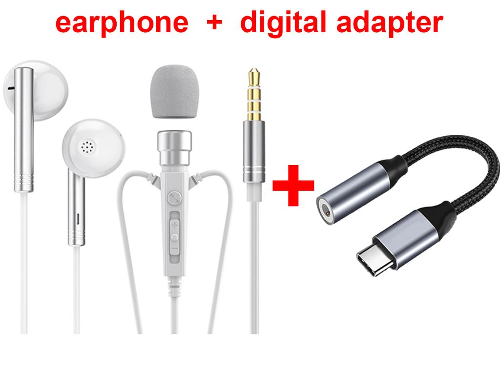 Type C&3.5mm For Live Broadcast Karaoke Clip On Earphones Portable In-ear Headsets HD Mic Hifi Sound Gamer Earphones for Samsung