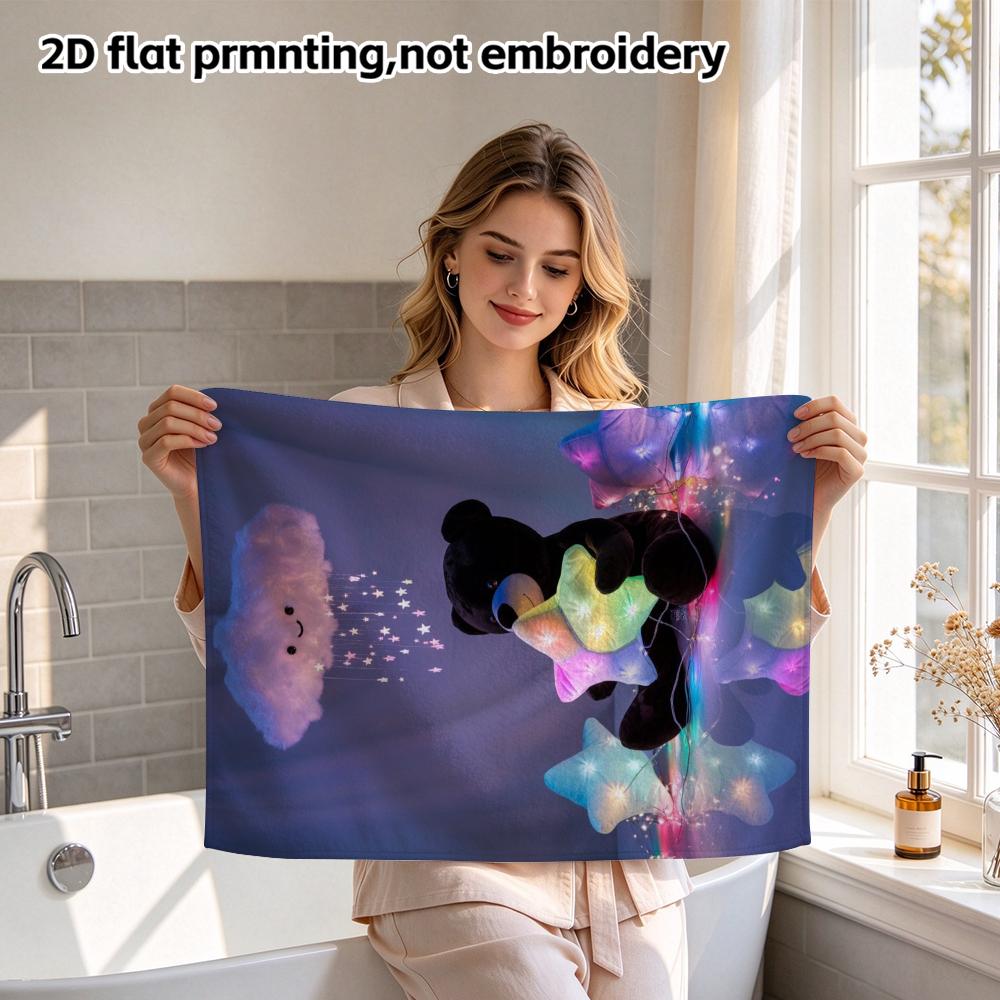 Black Bear Star Light Quick Dry Towel, Dreamy Cloud Decorative Bath Towel