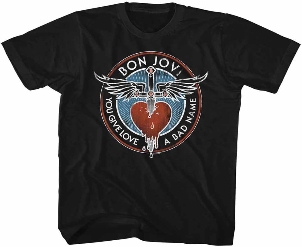 Bon Jovi You Give Love A Bad Name Heart Sword T-shirt L
