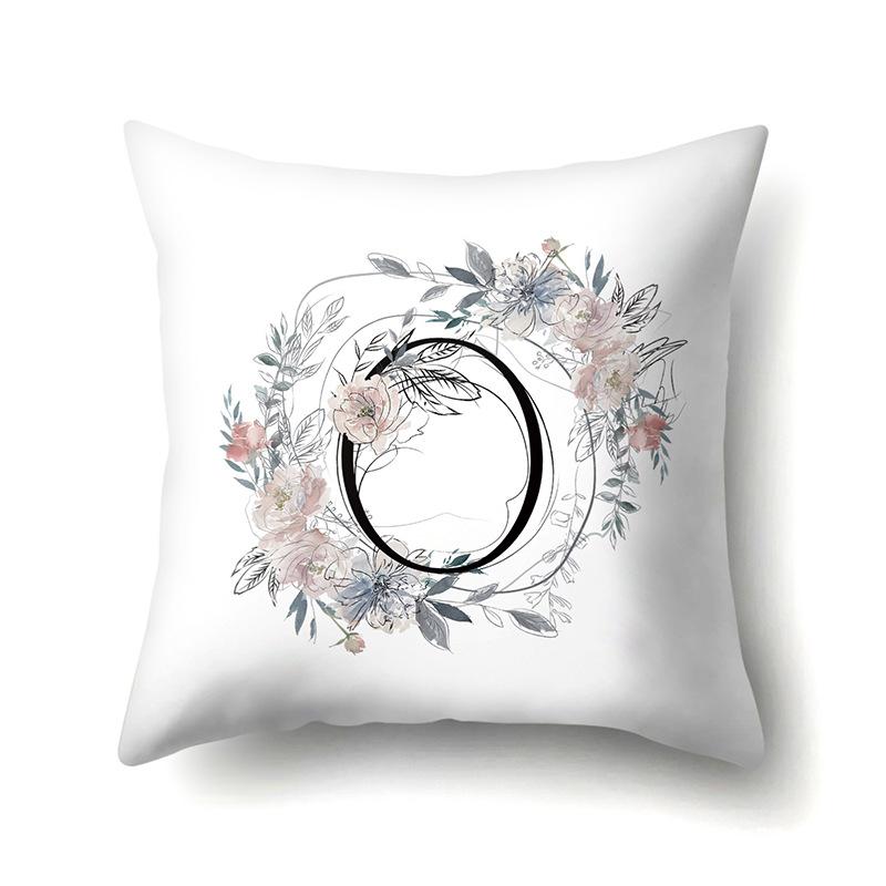 Polyester Pillowcase Simple and Fresh Xiaohua Home Furnishing 26 English Letter Printed Waist Cushion Pillowcase